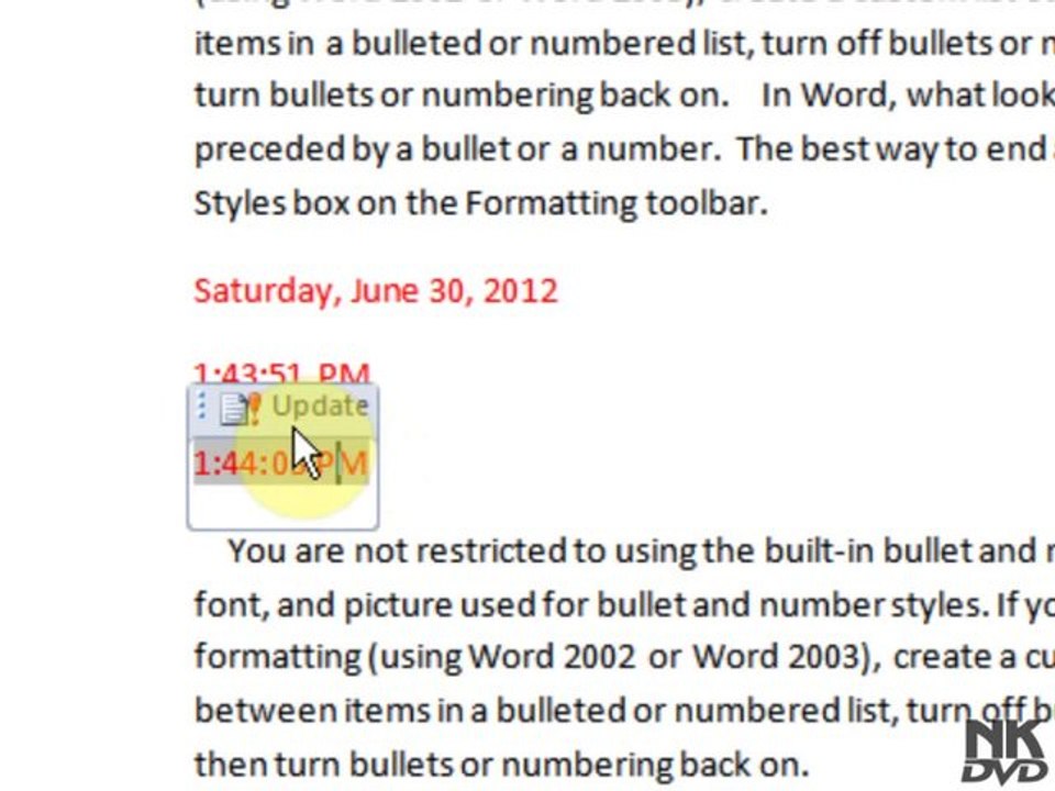 Lesson  62 Insert Date _ Time (Microsoft Office Word 2007_2010 Free Tutorial Urdu Hindi Video Training taleem.tv Pakistan Education