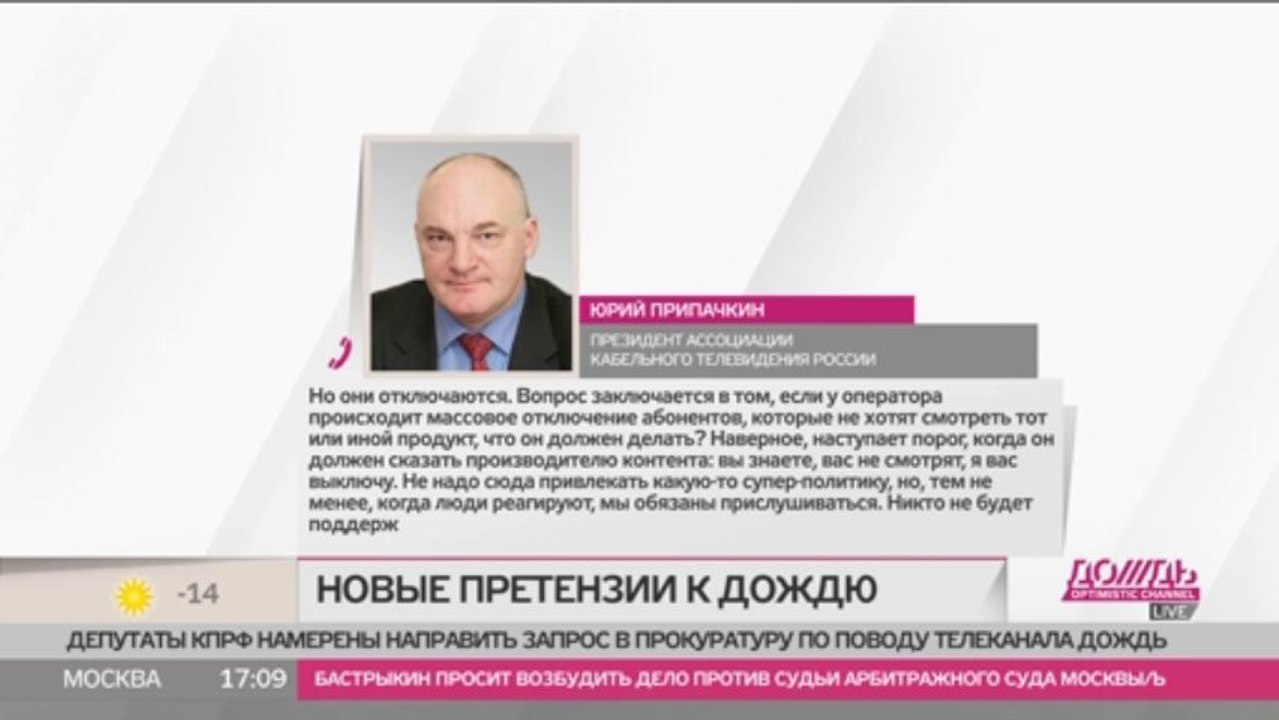Отключить Дождь от эфира