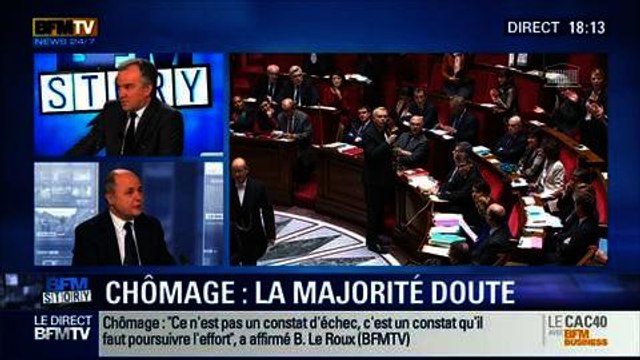 BFM Story: Inversion de la courbe du chômage: il faut continuer l'effort , selon Bruno Le Roux - 28/01
