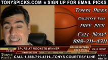 Houston Rockets vs. San Antonio Spurs Pick Prediction NBA Pro Basketball Odds Preview 1-28-2014