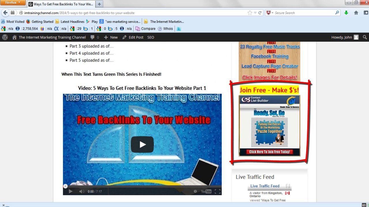 5 Ways To Get Free Backlinks To Your Website - Part 3 Video 5