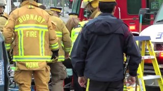 BURNABY CAR CRASH ROLL OVER RESCUE LOUGHEED HWY & GILMORE AVE MAY 21 2011.mov