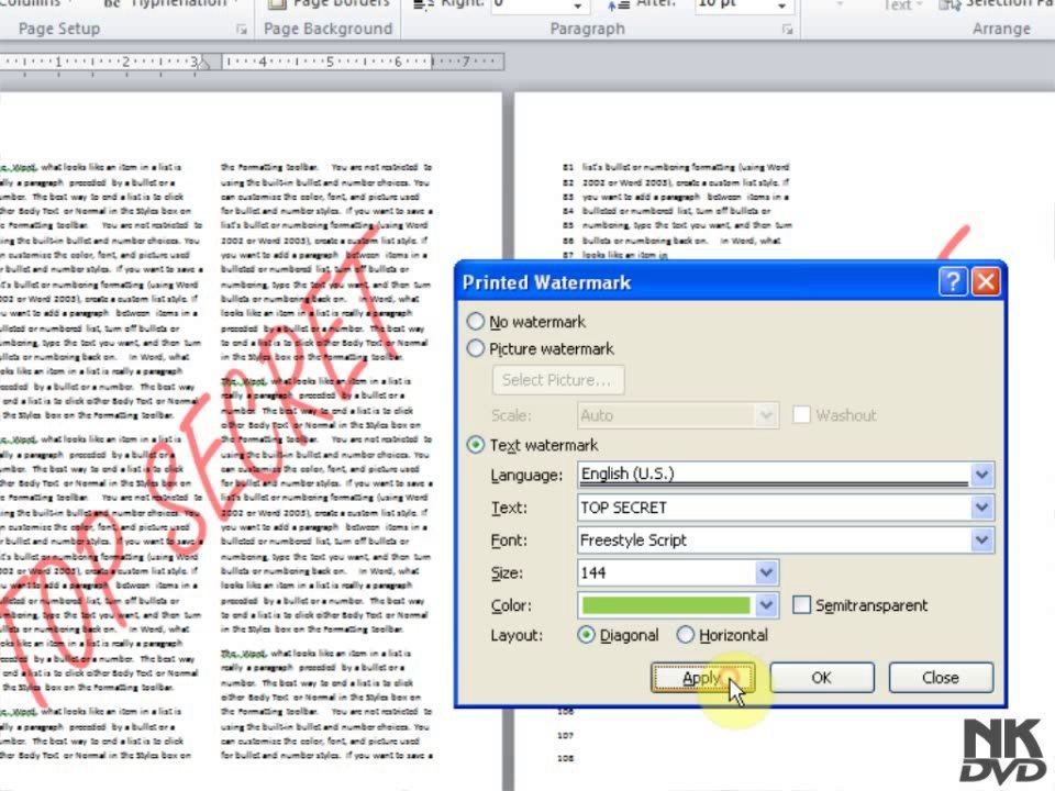 Lesson  75 Add Watermark Part 2 (Microsoft Office Word 2007_2010 Free Tutorial Urdu Hindi Video Training taleem.tv Pakistan Education