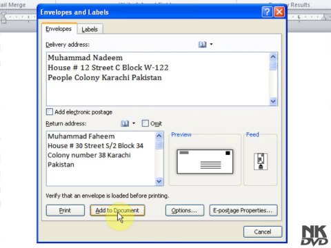 Lesson 89 Envelopes (Microsoft Office Word 2007_2010 Free Tutorial Urdu Hindi Video Training taleem.tv Pakistan Education