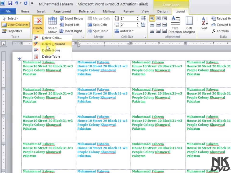 Lesson  91 Labels Part 2 (Microsoft Office Word 2007_2010 Free Tutorial Urdu Hindi Video Training taleem.tv Pakistan Education