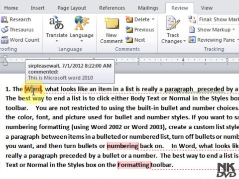 Lesson 97 Comments (Microsoft Office Word 2007_2010 Free Tutorial Urdu Hindi Video Training taleem.tv Pakistan Education