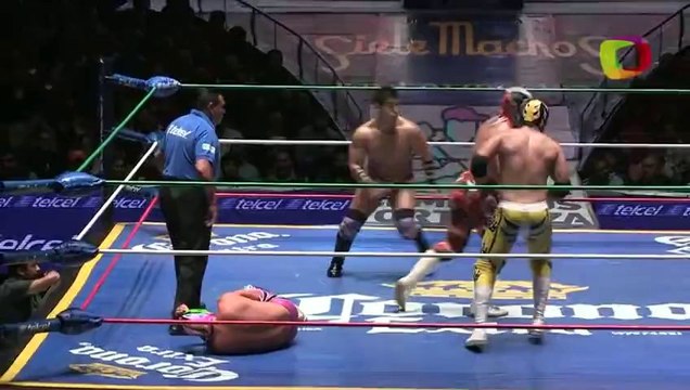 Fuego, Guerrero Maya Jr., Sagrado vs Boby Zavala, Misterioso Jr., Puma