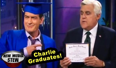 CHARLIE SHEEN Gets High School Diploma on 'Tonight Show'