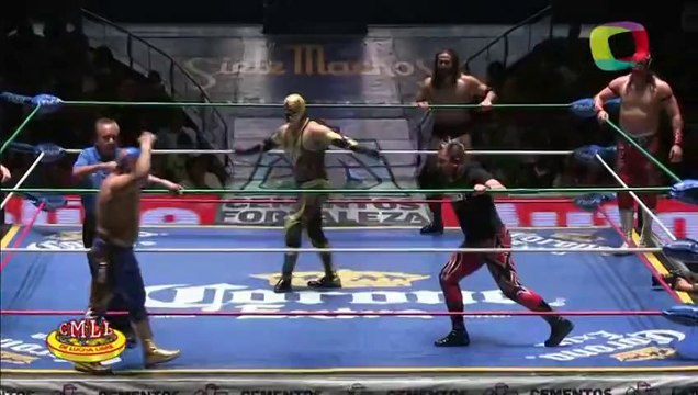 Máscara Dorada, Thunder, Valiente vs Averno, Euforia, Tama Tonga