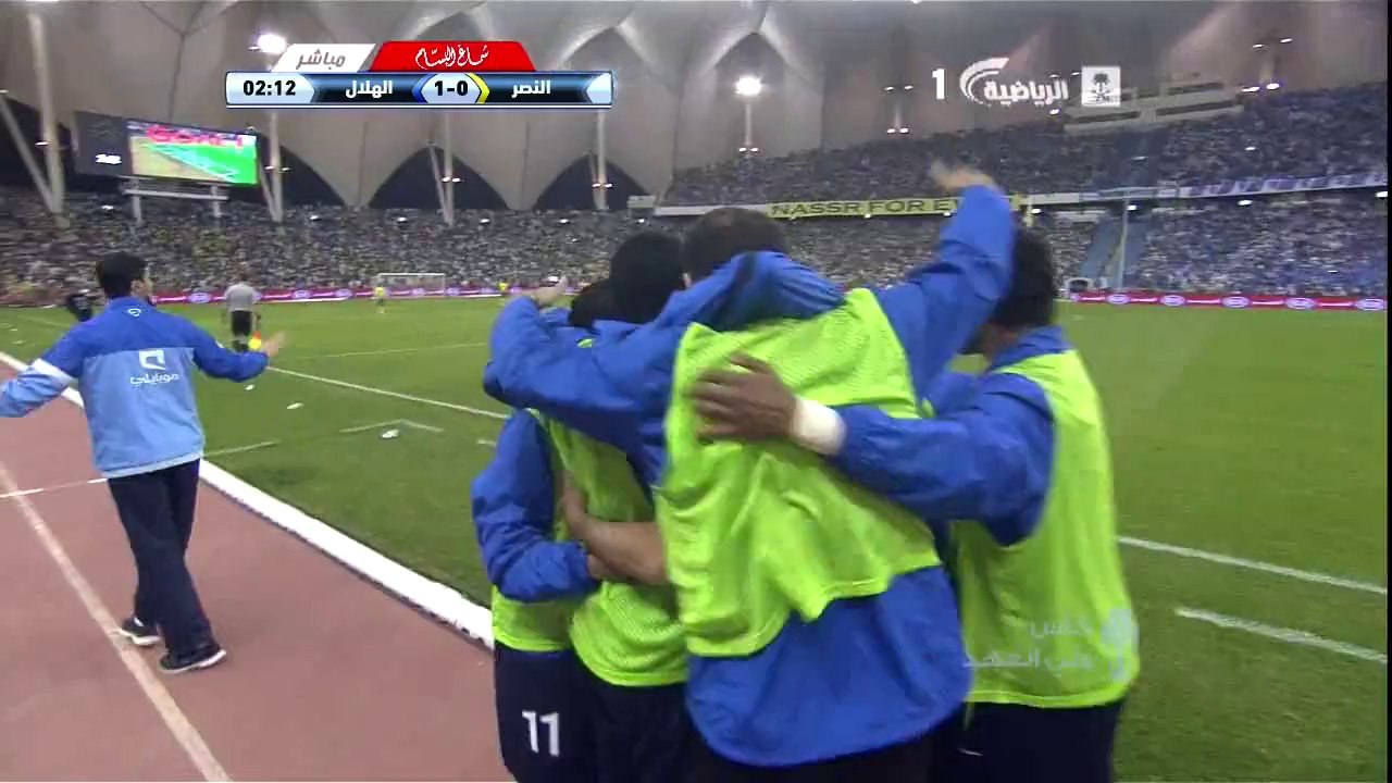 هدف الهلال الاول من ناصر الشمراني في النصر - النصر 2-1 الهلال - نهائي كأس ولي العهد 01/02/2014 - جعفر الصليح HD
