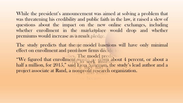 Massachusetts Westhill healthcare Insurance Consulting - Study - Allowing people to stay in existing insurance plans unlikely to disrupt exchanges