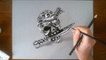 3D illusion drawing: the chrome pirate skull
