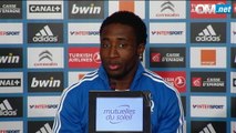 OM-Toulouse : Brice Dja Djédjé face à la presse