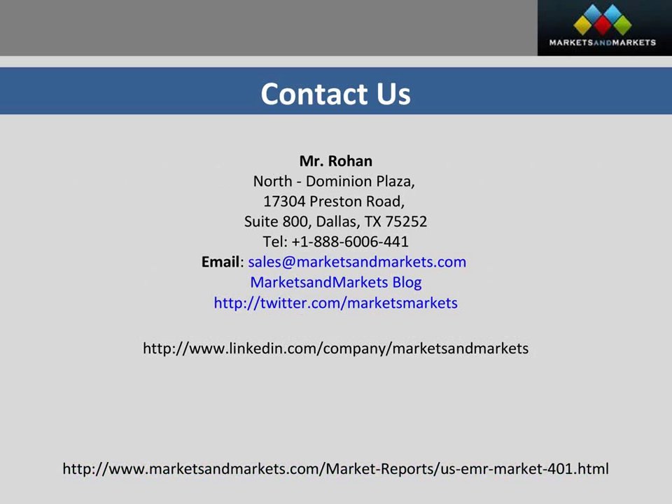 U.S. Electronic Medical Records (EMR) Market by 2015