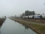 BB 37502 avec 11 wagons céréaliers à Pompierre sur Doubs.