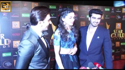 Ranveer Singh & Arjun Kapoor FLIRT with Deepika at Star Guild Awards 2014