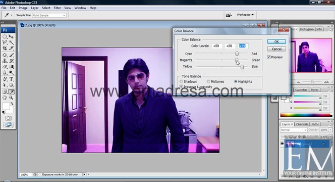 Color Balance Basic Photoshop Tutorials in URDU, Hindi by Emadresa