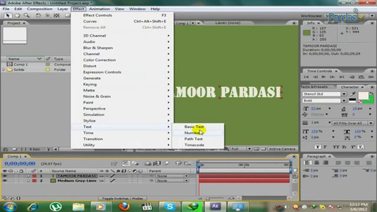 Adobe After Effect Cs3 Complete Urdu Training Lesson 6