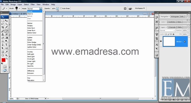 Pencil Tool Basic Photoshop Tutorials in URDU, Hindi by Emadresa