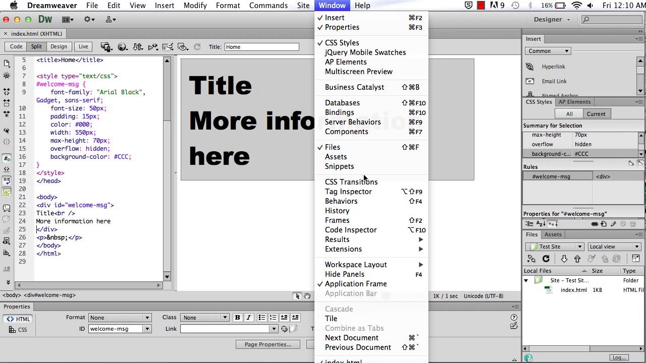 Dreamweaver CS6: New CSS Transitions Tools - Tutorial