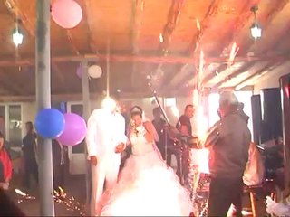 funny gipsy wedding with fireworks