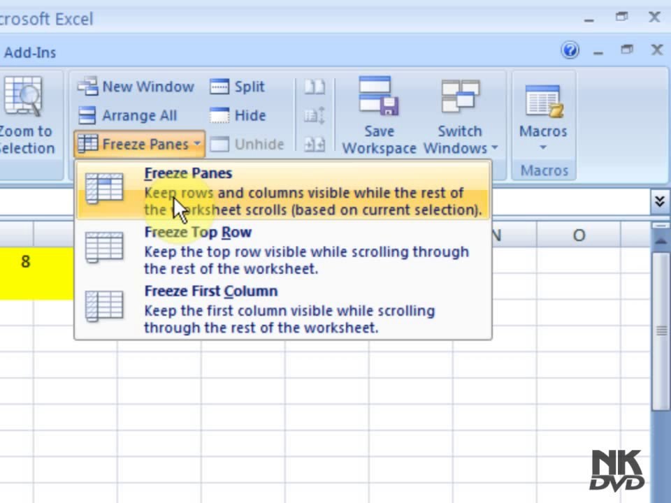 Lesson 87 The Freeze Row _ Column Microsoft Office Excel 2007 2010 free Educational video Training Tutorials in Urdu Hindi language