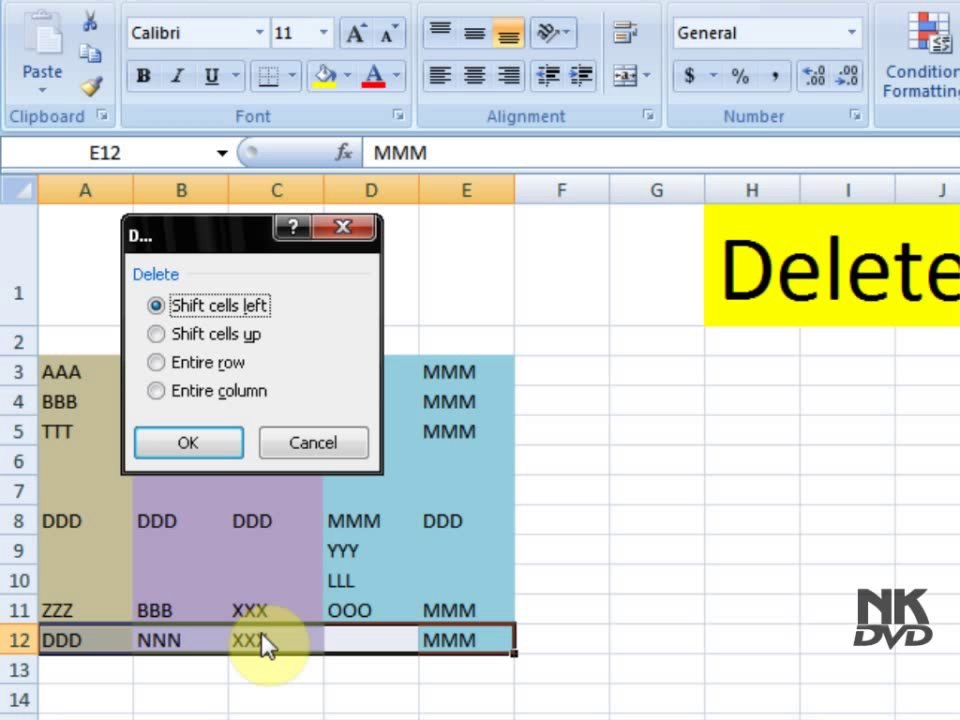 Lesson 21 The Delete Microsoft Office Excel 2007 2010 free Educational video Training Tutorials in Urdu Hindi language