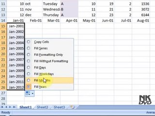 Lesson 33 The Fill Series Microsoft Office Excel 2007 2010 free Educational video Training Tutorials in Urdu Hindi language