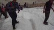 Snow Slipping fun at Lake Saif-ul-Malook, Naran Pakistan