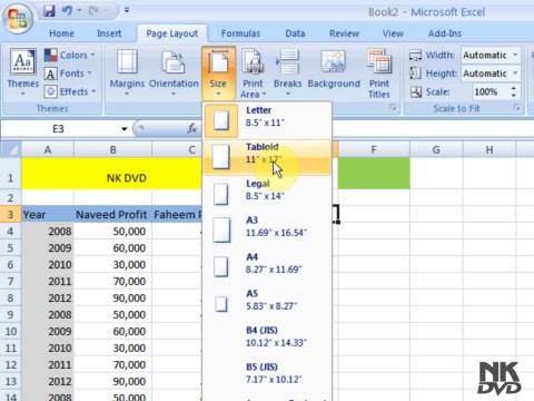 Lesson 68 The Size Page Setup Microsoft Office Excel 2007 2010 free Educational video Training Tutorials in Urdu Hindi language