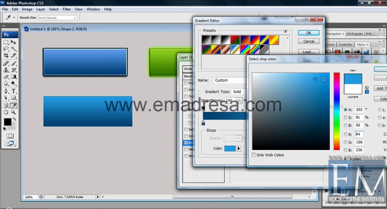Creating Layer Style and Save Basic Photoshop Tutorials in URDU, Hindi by Emadresa