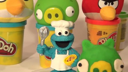 Play Doh Angry Birds The Green Pig, Cookie Monster helps make The Green Pig from Play Doh  lol
