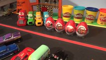 Surprise Kinder Eggs,4 Surprise Eggs at Pixar Cars Radiator Springs with the Haulers and Lightning M