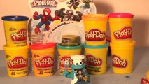 Play Doh Surprise Eggs Spiderman Fighter Pods inside Kinder Egg Style Play Doh Surprise Eggs  Cool