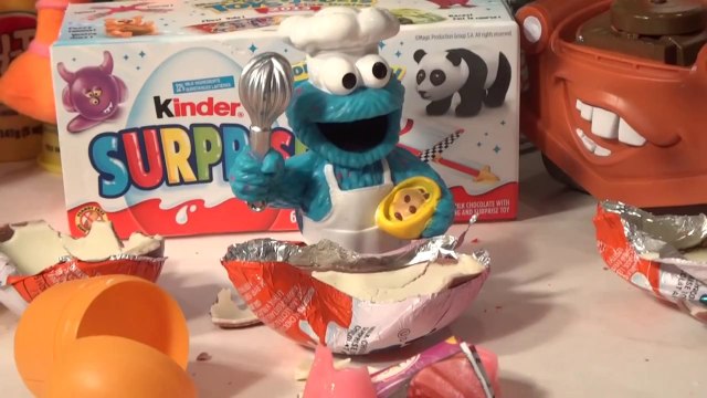 6 Surprise Eggs, 6 Kinder Surprise Eggs with Cookie Monster Big Bird and Oscar the Grouch