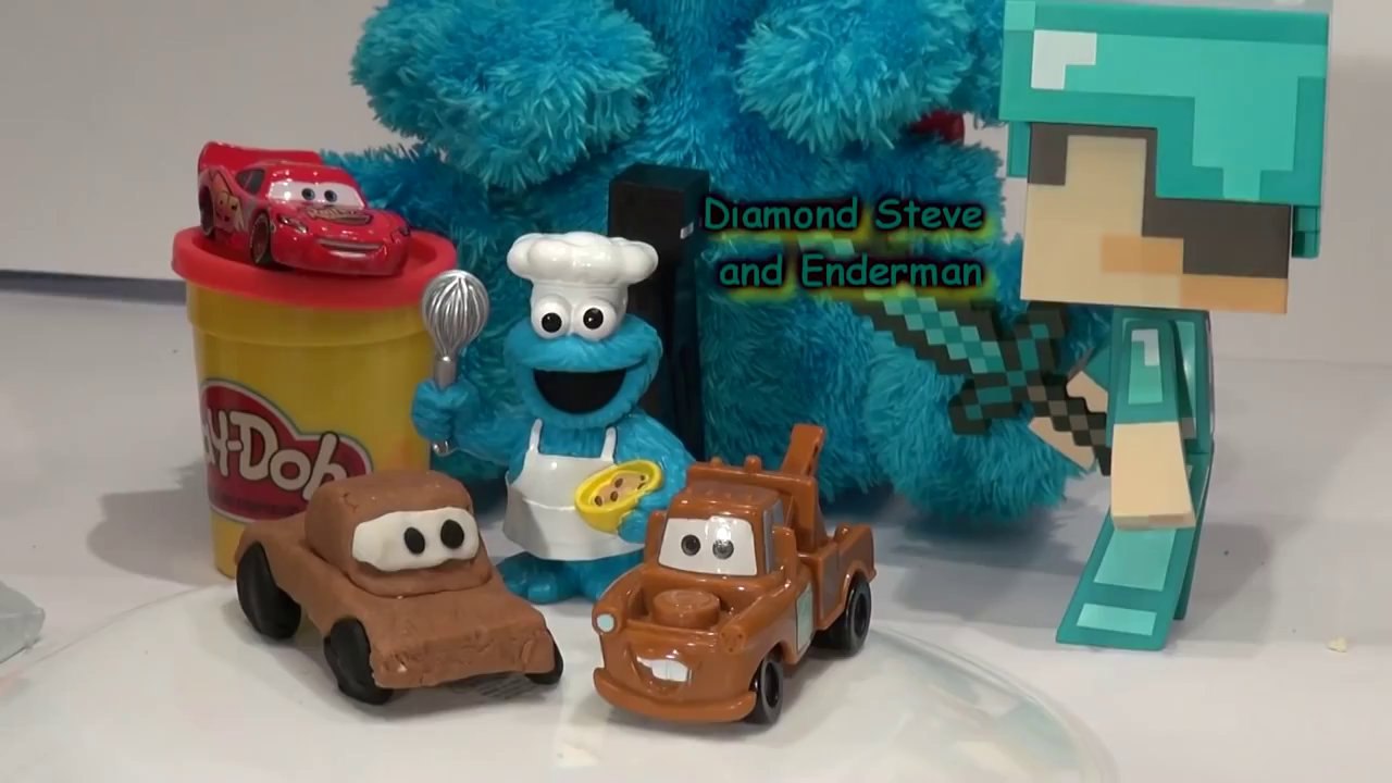 Play Doh Lightning McQueen with Mater, we make Mater with Play Doh with Cookie Monster Chef