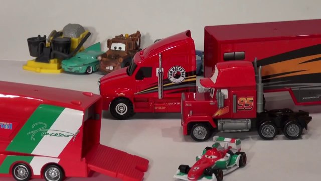 MotorMax Racing Team Hauler with Pixar Cars Lightning McQueen and Mack