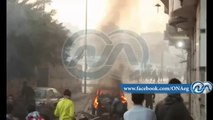 اطلاق الامن لقنابل الغاز والمتظاهرين يردون بالالعاب النارية بالزيتون