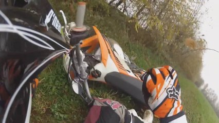 KTM 125 EXC Slide Out Crash