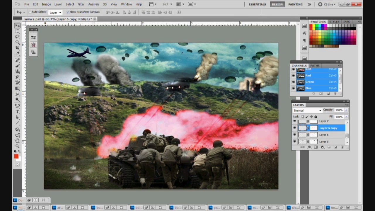 photoshop speed art world war II battle scene