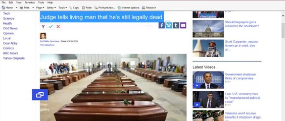 Judge tells living man that he's still legally dead in the eyes of the law...LMFAO