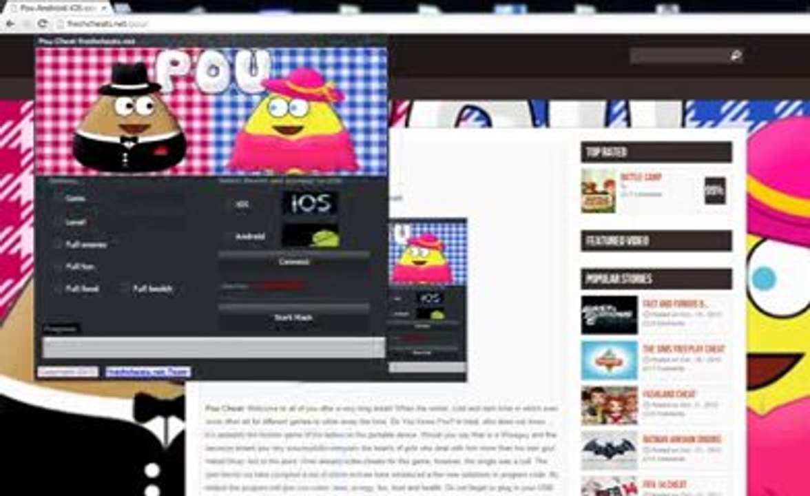 Pou Cheat Hack Android iOS coins level energy fun - YouTube