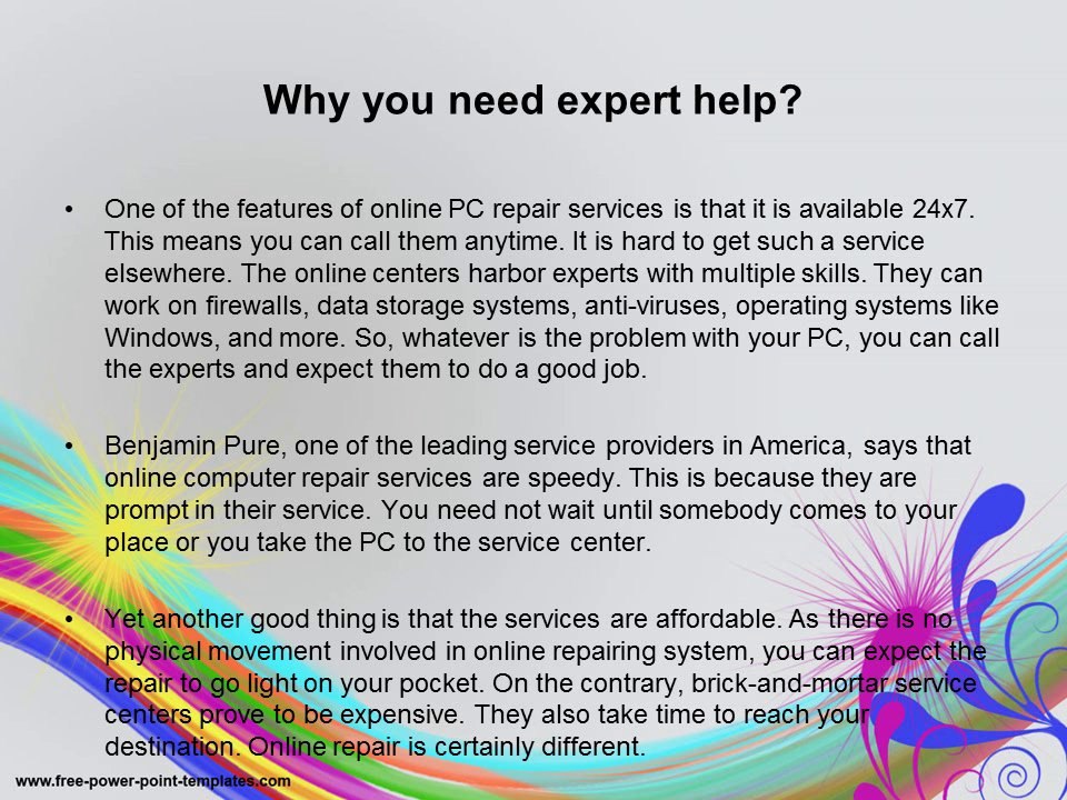 Benjamin Pure - Got PC Problems - The Experts Are Here