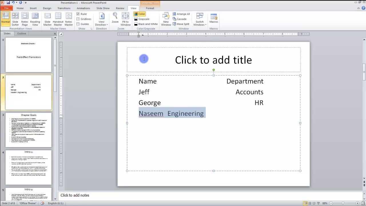 Lesson 05.1 Using Tabs - MS PowerPoint by Microsoft Office Power Point 2010  free online video Training Tutorials Urdu and Hindi language