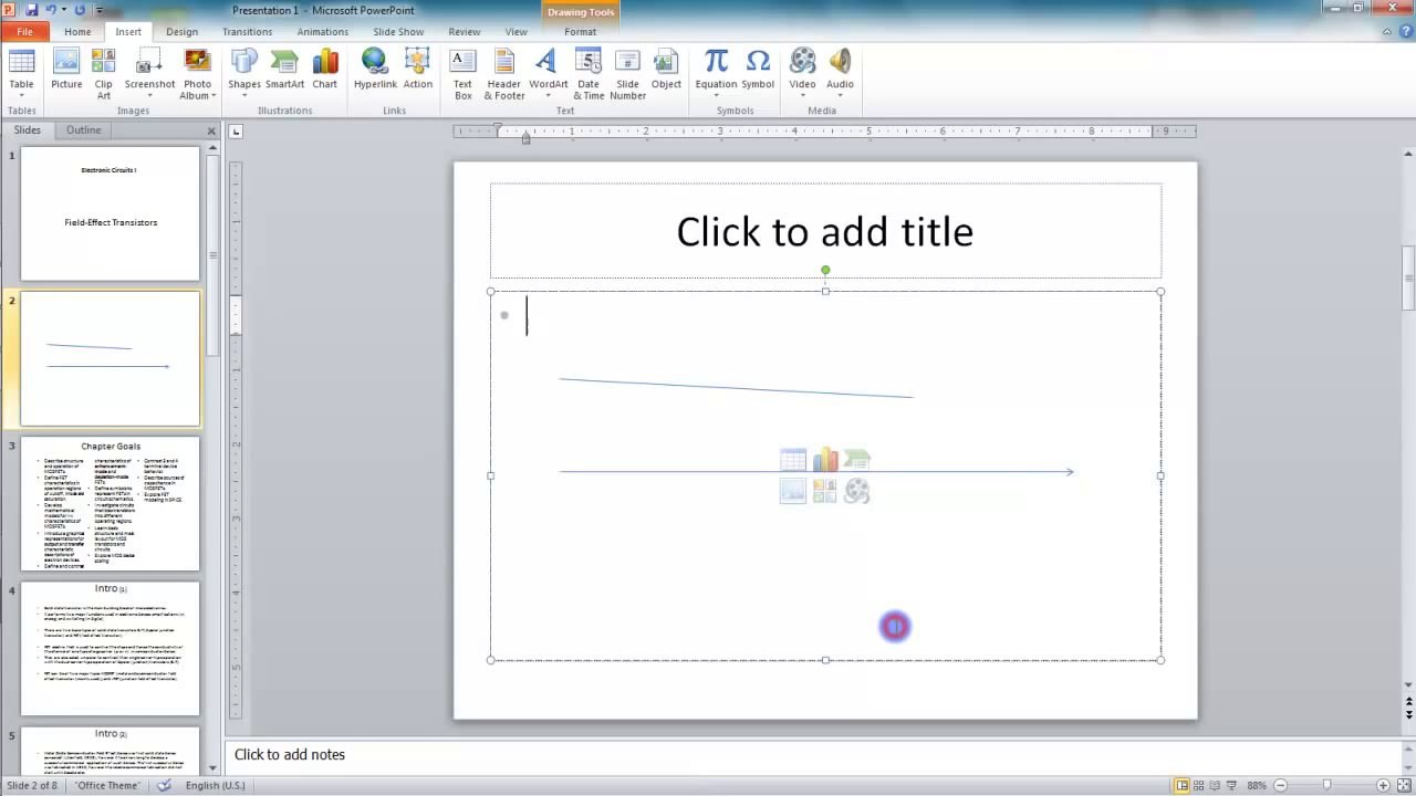 Lesson 10.2 Inserting Lines and Arrows - MS PowerPoint by Microsoft Office Power Point 2010  free online video Training Tutorials Urdu and Hindi language