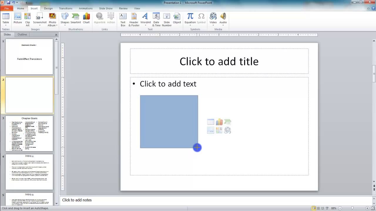 Lesson 10.4 Inserting Rectangles and Ovals - MS PowerPoint by Microsoft Office Power Point 2010  free online video Training Tutorials Urdu and Hindi language