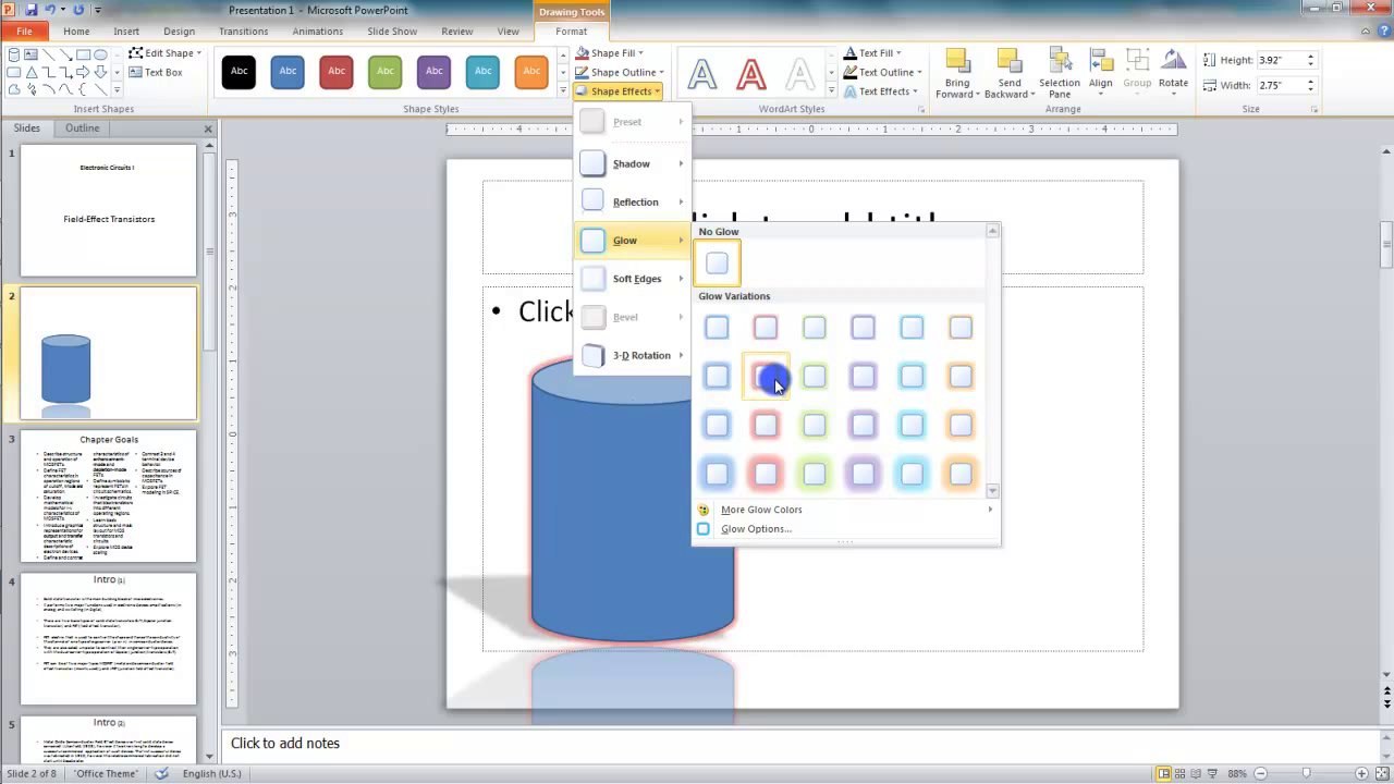 Lesson 10.9 Applying and Changing Shadow Effects - MS PowerPoint by Microsoft Office Power Point 2010  free online video Training Tutorials Urdu and Hindi language