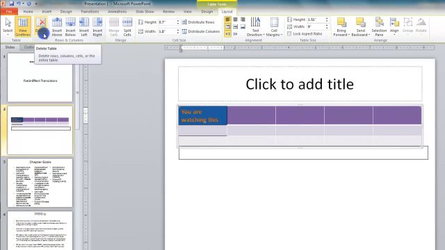 Lesson 10.18 Formatting a Table - MS PowePoint by Microsoft Office Power Point 2010 free online video Training Tutorials Urdu and Hindi language