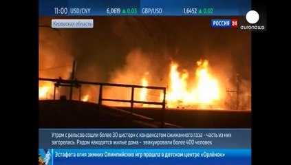 Un tren con combustible descarrila y se incendia en Rusia