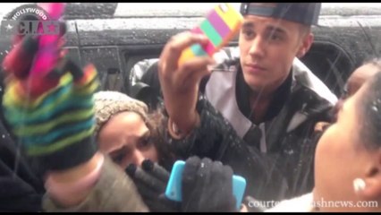 Justin Bieber Stops For His Fans During A Crazy Snow Storm